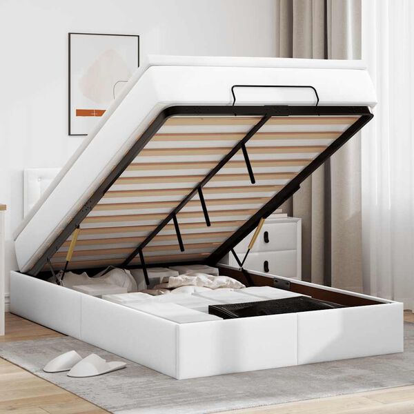 vidaXL Okvir kreveta s madracem čisto bijela 120x200cm umjetna koža