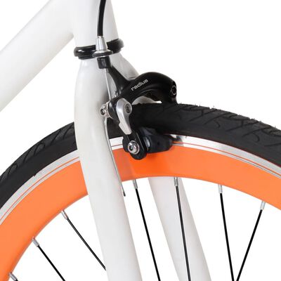 vidaXL Bicikl s fiksnim zupčanikom bijelo-narančasti 700c 55 cm