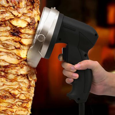 vidaXL Električni rezač kebaba s 2 oštrice i brusnim kamenom 100 mm