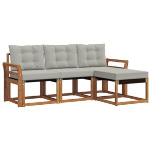 vidaXL Set vanjskih sofa s jastukom 4 pcs Prirodna i svijetlo siva