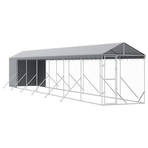 vidaXL Vanjski kavez za pse s krovom srebrni 2x14x2,5m pocinčani čelik