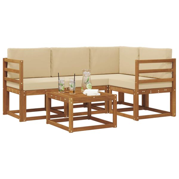 vidaXL Set vanjskih sofa s jastukom 5 pcs Prirodna i bež