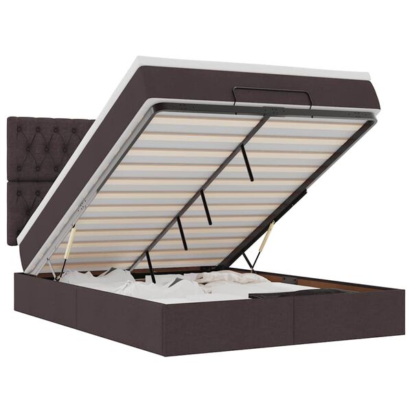 vidaXL Otomanski okvir kreveta s madraca tamnosmeđi 140x200cm tkanine