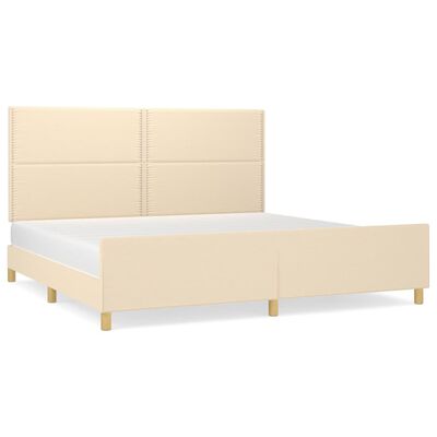 vidaXL Okvir za krevet s uzglavljem krem 180 x 200 cm od tkanine