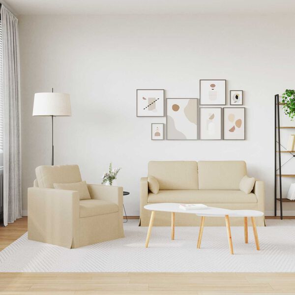 vidaXL Sofa 2 pcs Krema 158 x 78 x 80 cm tkanina