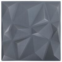 vidaXL 3D zidni paneli 12 kom 50 x 50 cm dijamantno sivi 3 m²