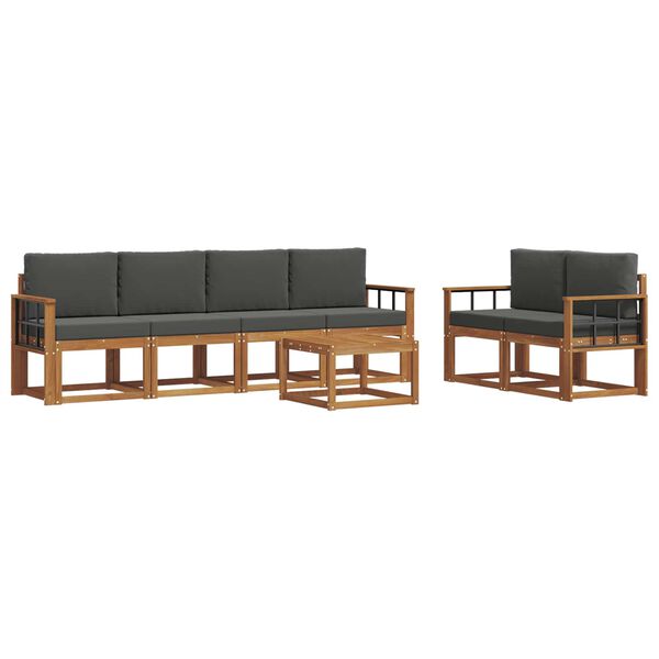 vidaXL Set vanjskih sofa 7 pcs Prirodna i antracit Čvrsto drvo akacije