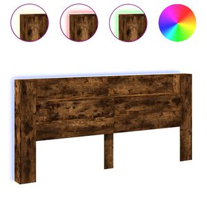 vidaXL Ormarić za uzglavlje LED boja dimljenog hrasta 220x16,5x103,5cm