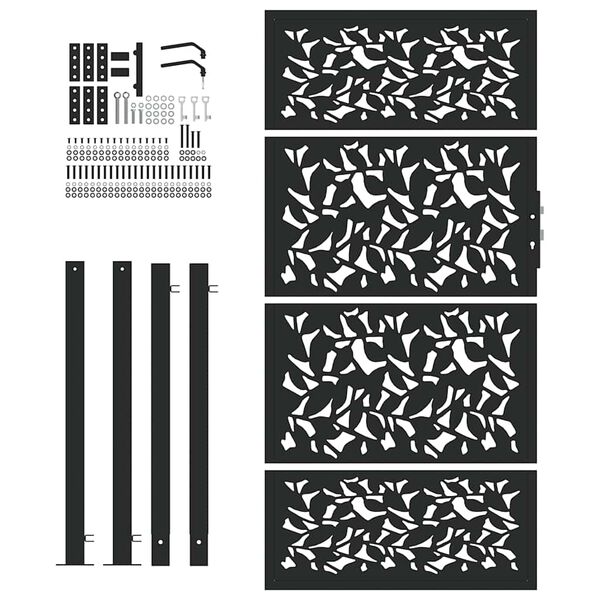 vidaXL Vrtna vrata crna 100x175 cm dizajn s čeličnim krilom