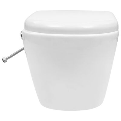 vidaXL Zidna toaletna školjka bez ruba s bideom keramička bijela