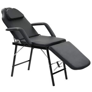 vidaXL Prenosiva kozmetička stolica od umjetne kože 185 x 78 x 76 cm crna