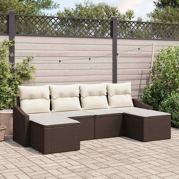 vidaXL Set sofe s jastukom 6 pcs Smeđa poliratan