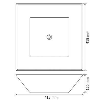 vidaXL Četvrtasti keramički umivaonik crni 41,5 x 41,5 x 12 cm