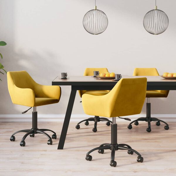 vidaXL Okretne blagovaonske stolice 4 kom boja senfa bar&scaron;unaste