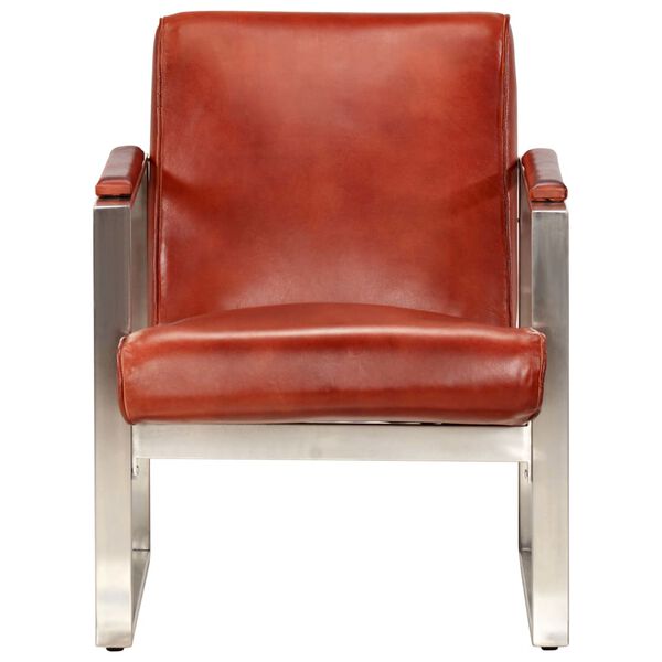 vidaXL Zaobljena fotelja od prave kože 60 x 73 x 77 cm smeđa