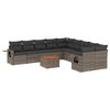 vidaXL 11-dijelni set vrtnih sofa od poliratana s jastucima sivi