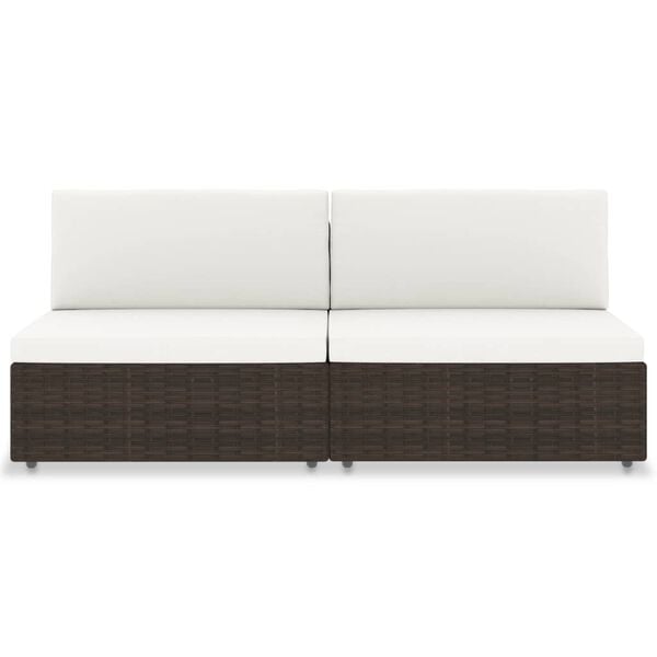 vidaXL Modularni dvosjed od poliratana smeđi