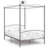 vidaXL Okvir za krevet s nadstre&scaron;nicom sivi metalni 140 x 200 cm