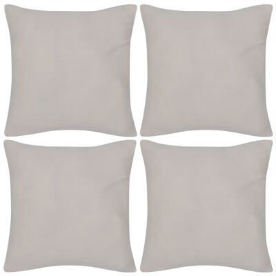 130911 4 Beige Cushion Covers Cotton 50 x 50 cm