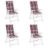 vidaXL Jastuci za stolicu visoki naslon 4 kom crveni karirani tkanina