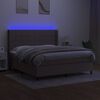 vidaXL Krevet box spring s madracem LED smeđesivi 180x200 cm tkanina