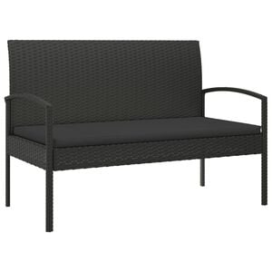 vidaXL Vrtna klupa s jastukom crna 105 cm od poliratana