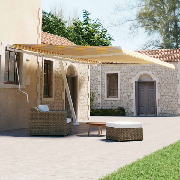 vidaXL Samostojeća tenda na ručno uvlačenje 500 x 300 cm žuto-bijela