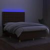 vidaXL Krevet box spring s madracem LED tamnosmeđi 140x200 cm tkanina