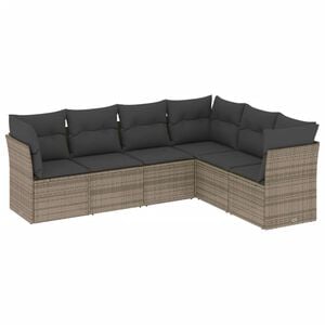 vidaXL 6-dijelni set vrtnih sofa od poliratana s jastucima sivi