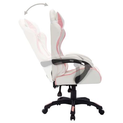 vidaXL Igraća stolica s RGB LED svjetlima roza i crna od umjetne kože