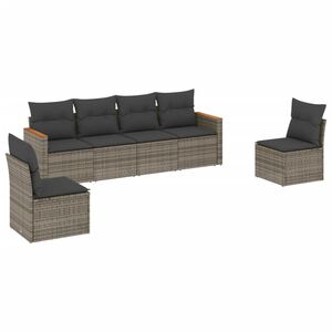 vidaXL 6-dijelni set vrtnih sofa od poliratana s jastucima sivi