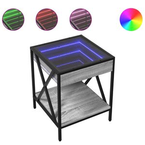 vidaXL Noćni ormarić s beskonačnim LED boja hrasta 40x40x50 cm