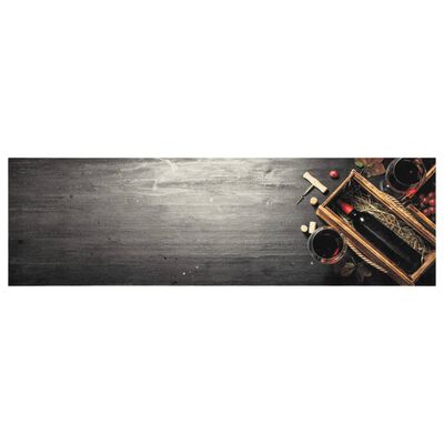 vidaXL Kuhinjski tepih perivi s uzorkom boce vina 45x150 cm baršunasti