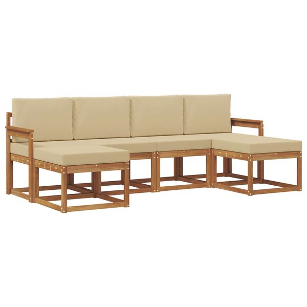 vidaXL Set vanjskih sofa 6 pcs Prirodna i bež Konstruirano drvo