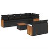 vidaXL 9-dijelni set vrtnih sofa s jastucima crni od poliratana