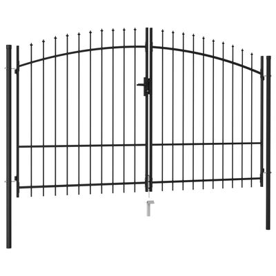 vidaXL Dvostruka vrata za ogradu sa šiljcima na vrhu 3 x 1,75 m crna