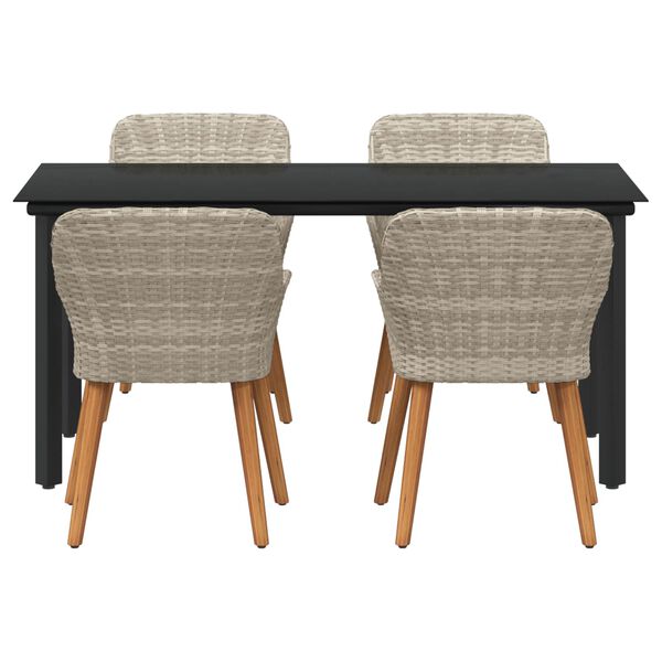 vidaXL Vrtni set za objed s jastukom 5 pcs Svijetlo siva poliratan