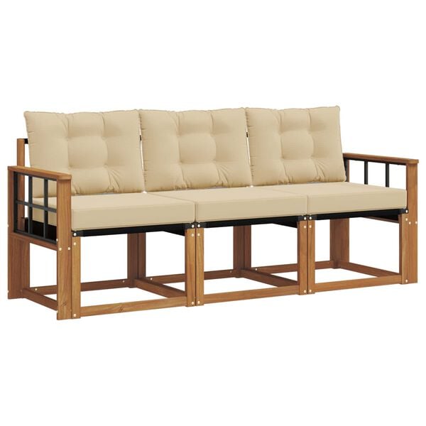 vidaXL Set vanjskih sofa s jastukom 3 pcs Prirodna i bež