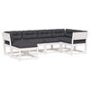 vidaXL 6-dijelni set vrtnih sofa s jastucima bijeli masivna borovina