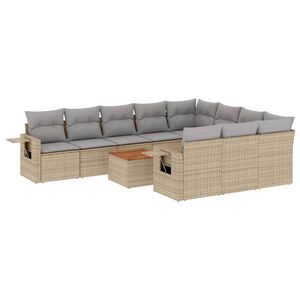 vidaXL 11-dijelni set vrtnih sofa od poliratana s jastucima bež