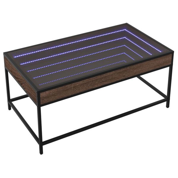 vidaXL Stolić s beskonačnim LED svjetlima boja hrasta 90x50x41 cm