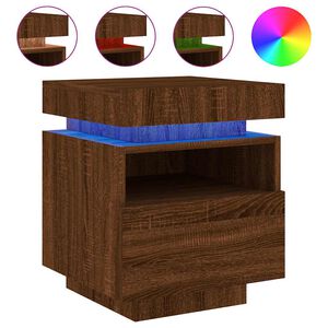vidaXL Noćni ormarić s LED svjetlima boja smeđeg hrasta 40x39x48,5 cm
