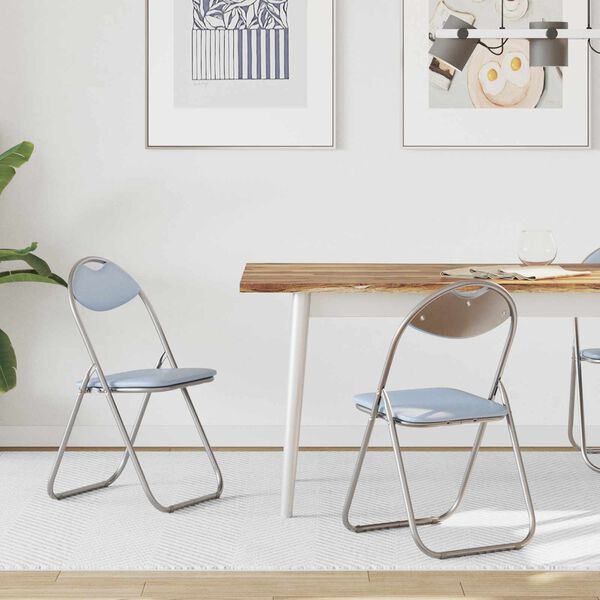 vidaXL Sklopiva stolica 2 pcs Sivi 48 x 43,5 x 81 cm Lažna koža