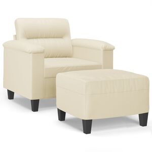 vidaXL Fotelja s tabureom krem 60 cm od umjetne kože