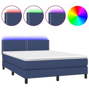 vidaXL Krevet box spring s madracem LED plavi 140x190 cm od tkanine