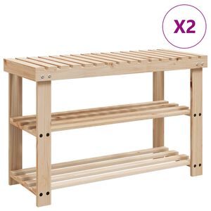 vidaXL 2-u-1 stalak za cipele s klupom na vrhu 2 kom od masivnog drva