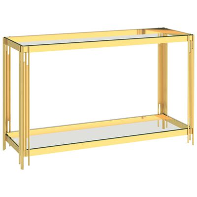 vidaXL Bočni stolić zlatni 120 x 40 x 78 cm nehrđajući čelik i staklo