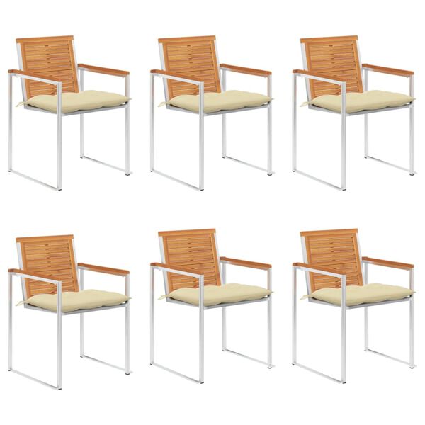 vidaXL Vrtne stolice s jastucima 6 kom od masivnog bagremovog drva