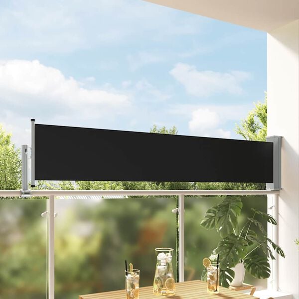 vidaXL Uvlačiva bočna tenda za terasu 60 x 300 cm crna