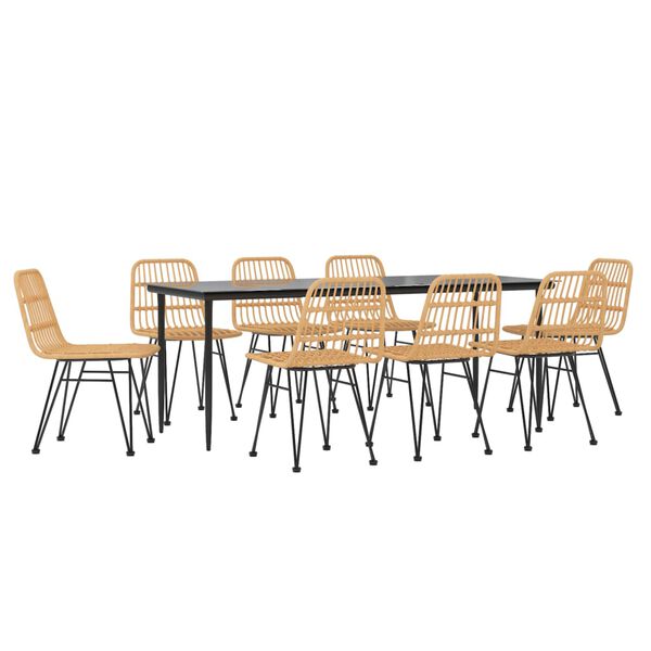 vidaXL 9-dijelni vrtni blagovaonski set od poliratana